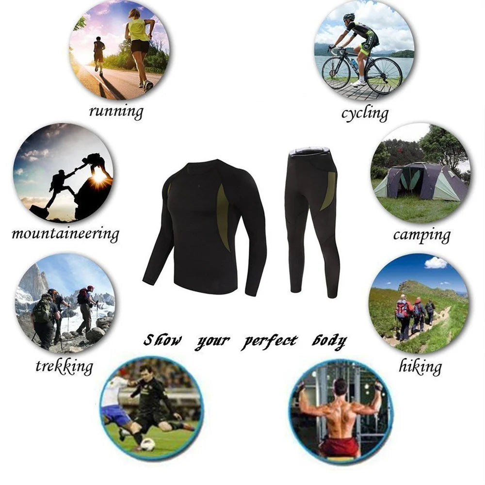 Functional winter thermal underwear set for men, including a motorcycle riding thermal set, and a men's ski thermal long-sleeved