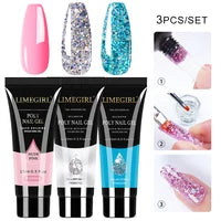 LIMEGIRL  Poly Nail Gel Set Manicure Set Gel Cuticle Pusher Finger Extend Mold Nail Kit All For Quick Extension Manicure Set