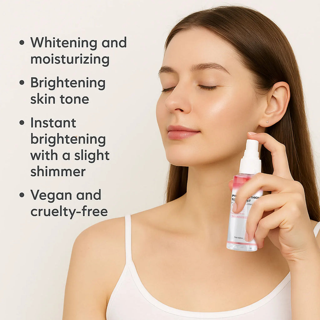 Pink Glutathione Serum Mist with PDRN (Sodium DNA), Hydrating Facial Spray for Glass & Glowy Looking Skin, Refreshing Radiance C