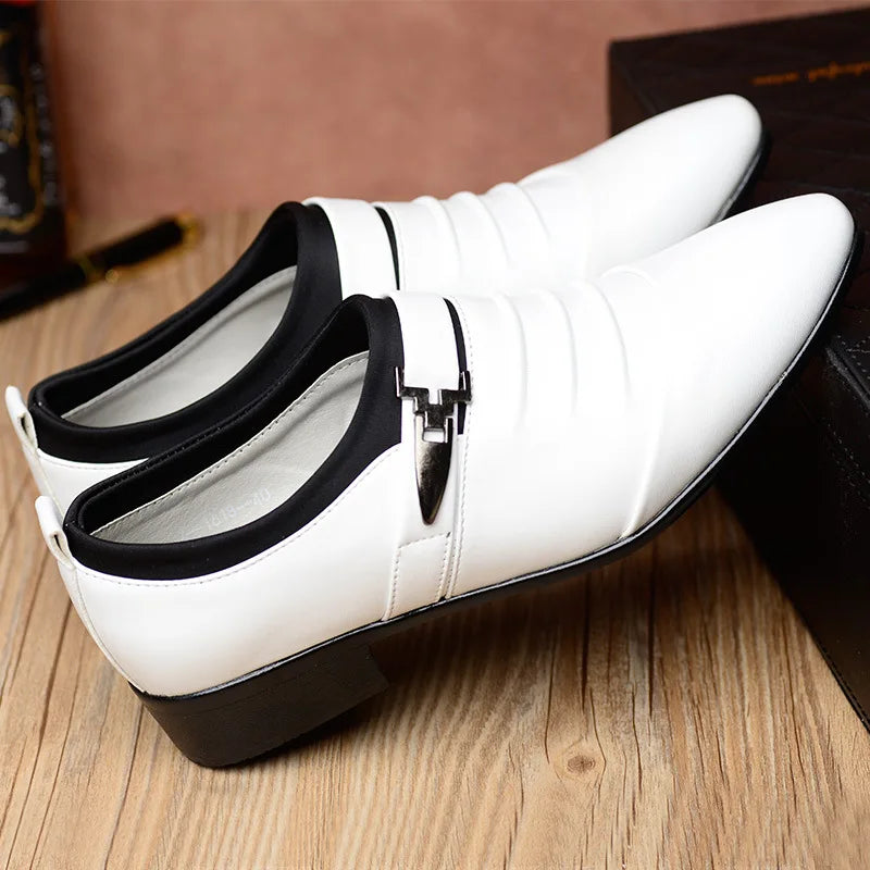 Mens Dress Shoes Business Leather Shoes Luxury Slip on Oxfords Point Toe Men Wedding Shoes Loafers Classic Plus Size Formal Shoe