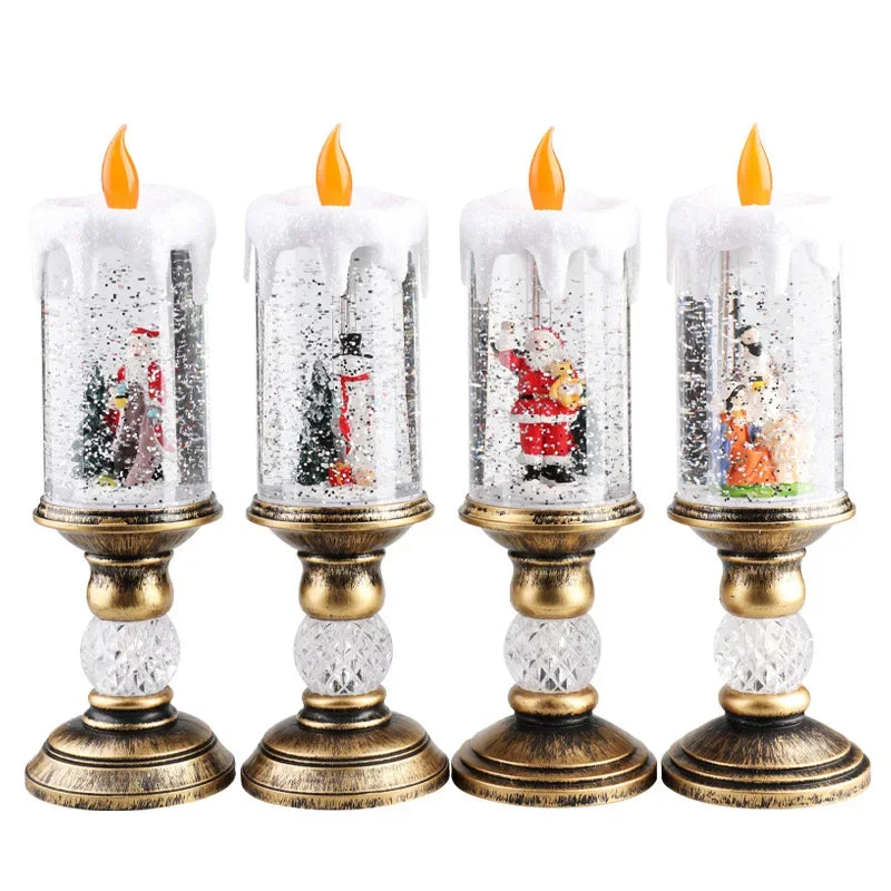 Dekorative Weihnachts-LED-Kerzen mit Schneeeffekt