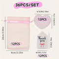 36pcs Gift Set Pink Heart-Shaped Makeup Mirror Pink Gauze Bag with Thank You Card Mini Portable Cute Mirror Wedding Party Favors