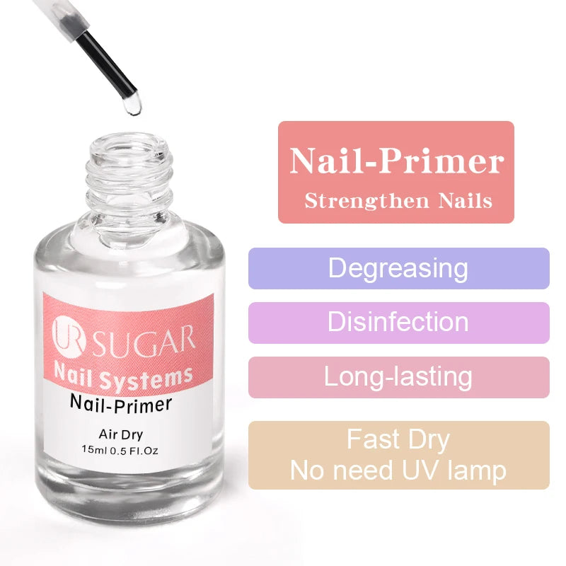 UR SUGAR 15ml 2Pcs/Set Nail-Primers Nail Prep Dehydrator Set No Need UV LED Lamp Manicures for Nail Art Gel Nail Polish Design