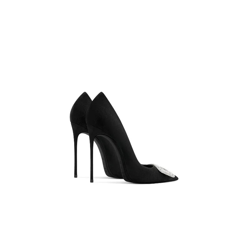Wine Red High Heels for Women in Autumn, Slim Heels, Elegant Temperament, Square Buckle, Pointed Toe, Perfect Single Shoes for a