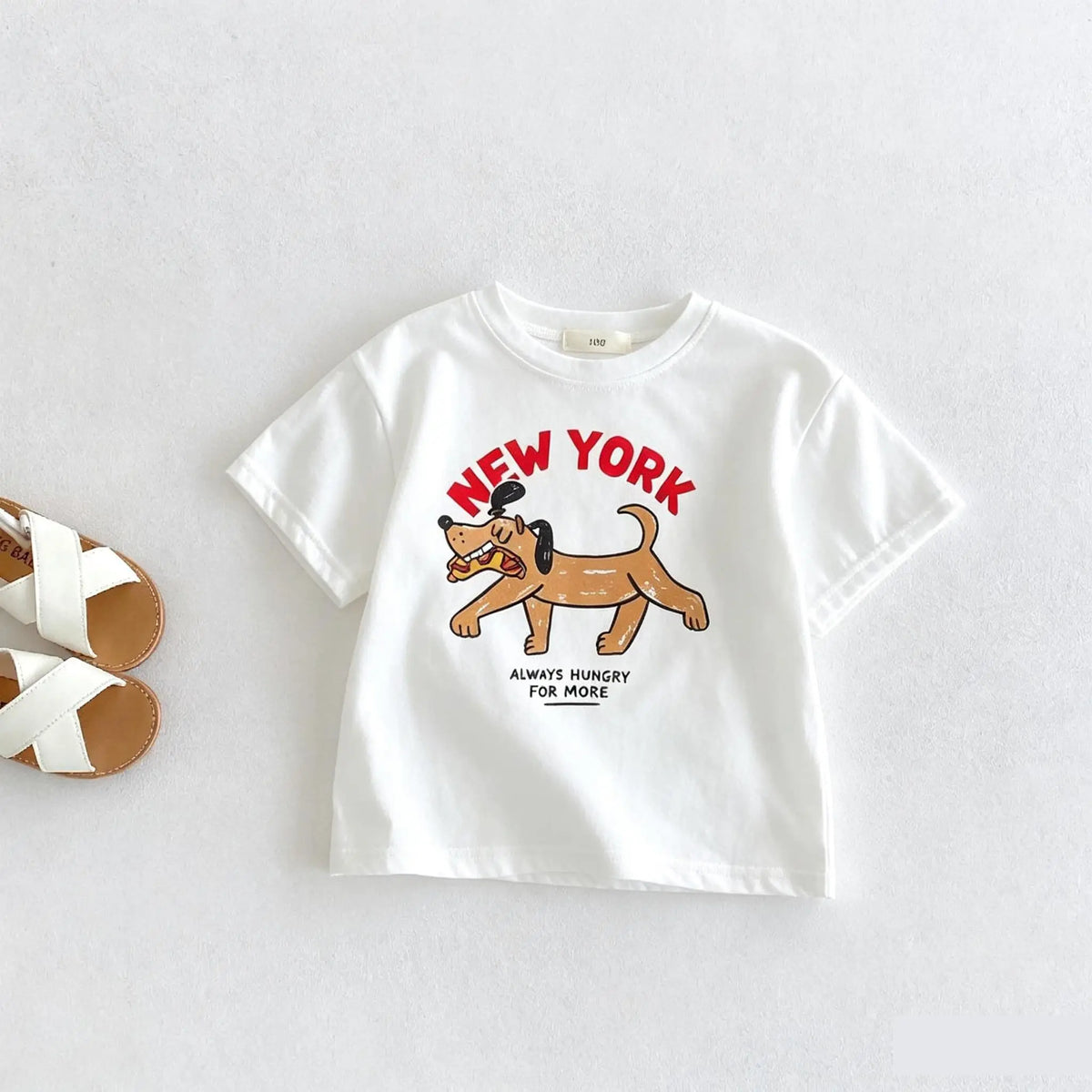 Solid Color Printed T-shirt For Kids Clothing Summer Short-sleeved Tops Fashion Simple Comfort Baby Girl And Boy Tshirts 1-7 Age