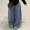 Kids' Clothing 1PCS Children's Denim Pants Girls' Baby Clothes Korean Bottoming Shirts Casual Jeans Girls Wide-leg Pants Tops