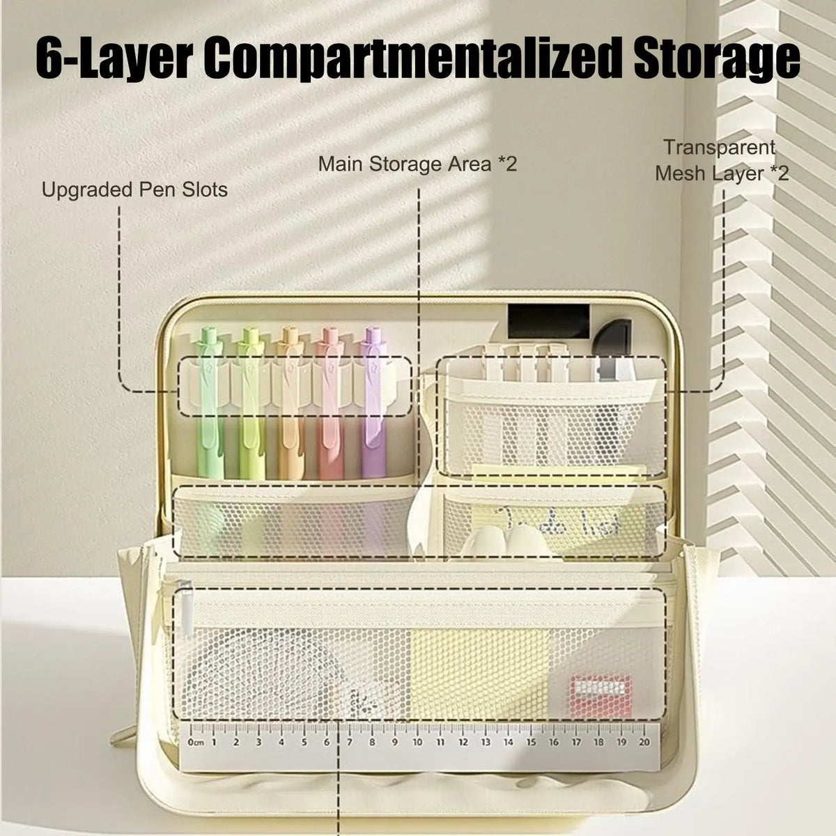 Large Pencil Case Aesthetic Waterproof Storage Organizer Standing Pencil Case Pen Holder for Stationery Supplies Home College