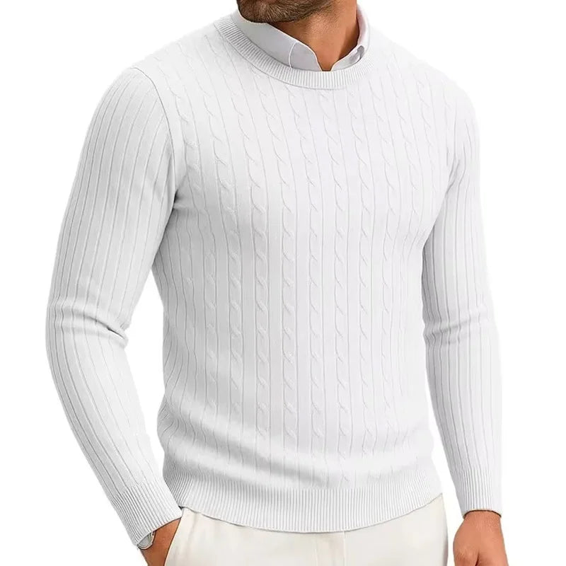 Winter Warm Sweater Men's Round Neck Sweater Slim Fit Pullover Sweater Men's Knitted Inner Top