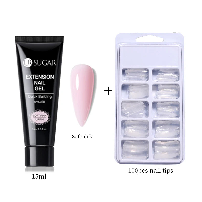 UR SUGAR 15ml Nail Extension Gel Set Acrylic Quick Building Hard Gel For Finger Prolong Form Tips Manicure Extension Tool Kits