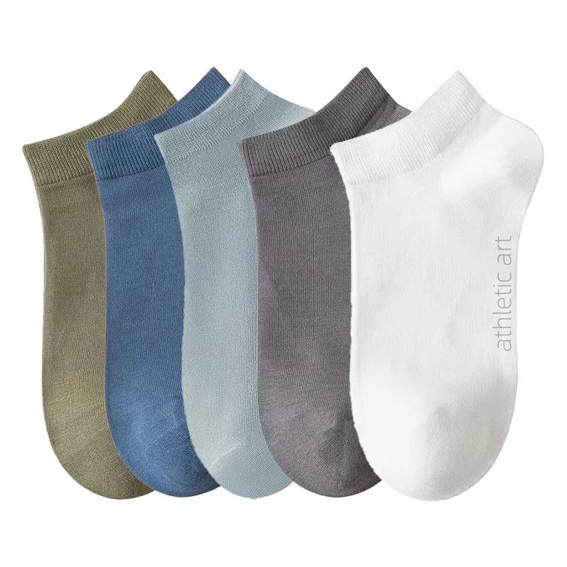 5 Pairs/Lot Men's Cotton Socks Low Tube Ankle Hot Selling New Spring Autumn Breathable Comfortable Simple Fashion Street Socks