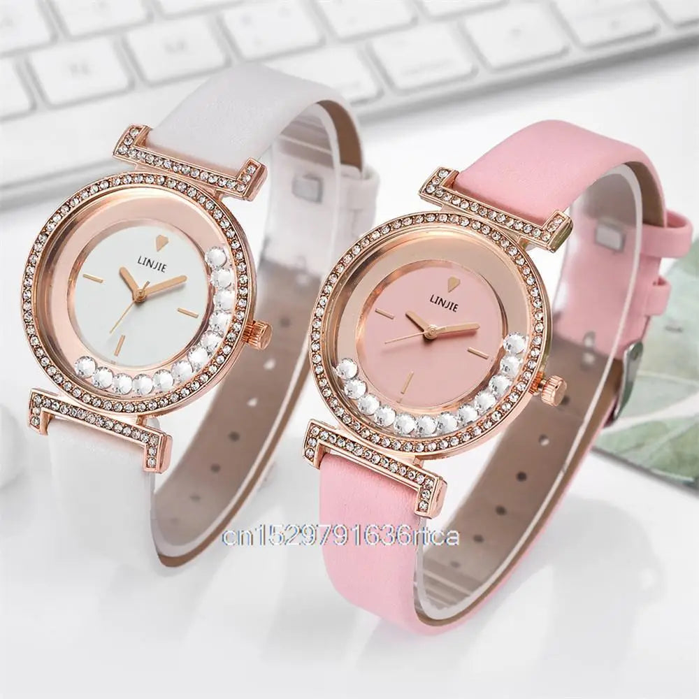 Exquisite Minimalist Women Watches 2024 New Simple Diamond Dial Design Ladies Leather Wrist Watch Casual Gifts Clock for Woman