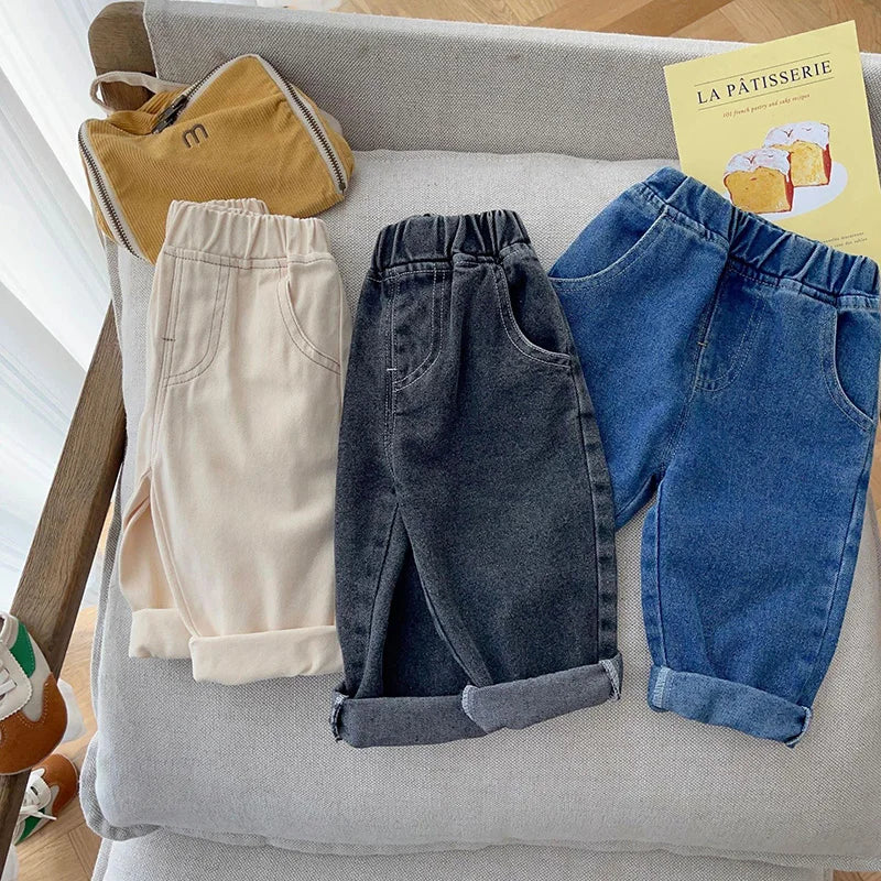 Wholesale Baby Pants Solid Kids Jeans Casual  Boys Denim Pants Soft  Girls Fashion Trousers