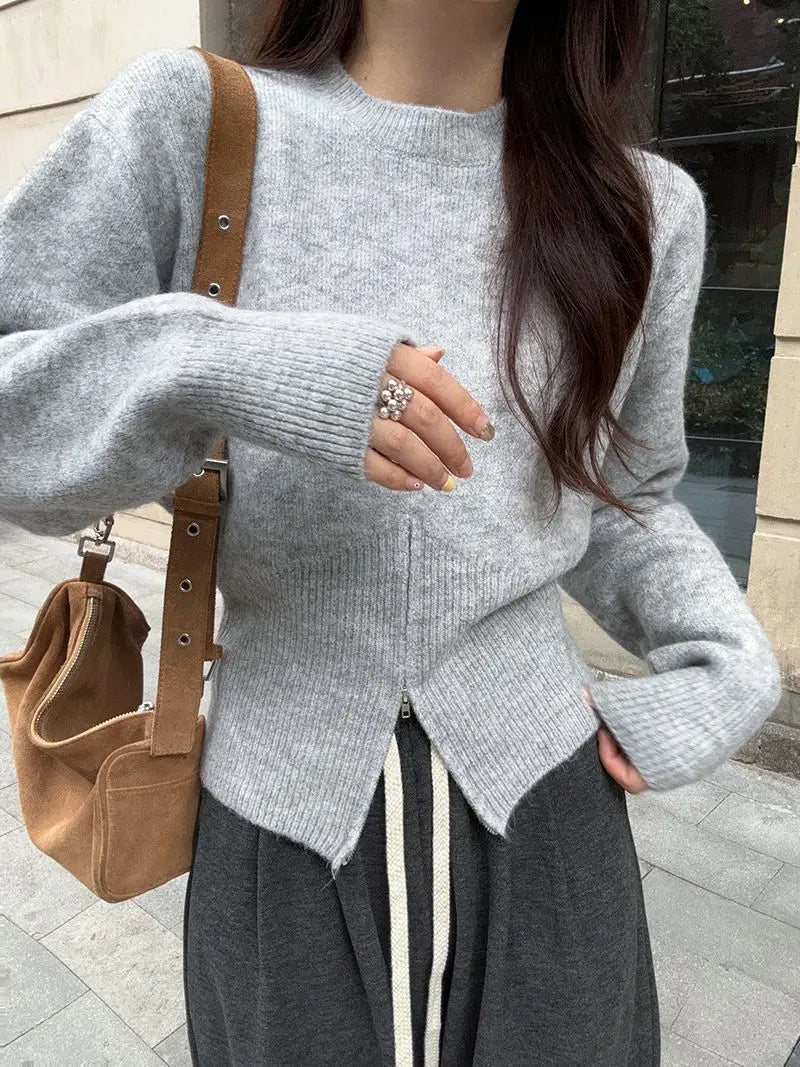 Waist Up Sweater for Women in Winter, with A High-end Feel and Slimming Effect, Paired with A Base Layer and A Short Knitted Top