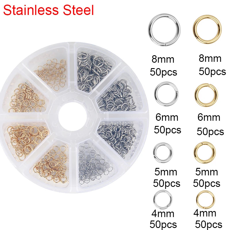 Stainless Steel  Jewelry Making Kit Set Box  Jump Rings Lobster Clasps End Crimp Bead Cover ForSupplies Diy Necklace Accessories