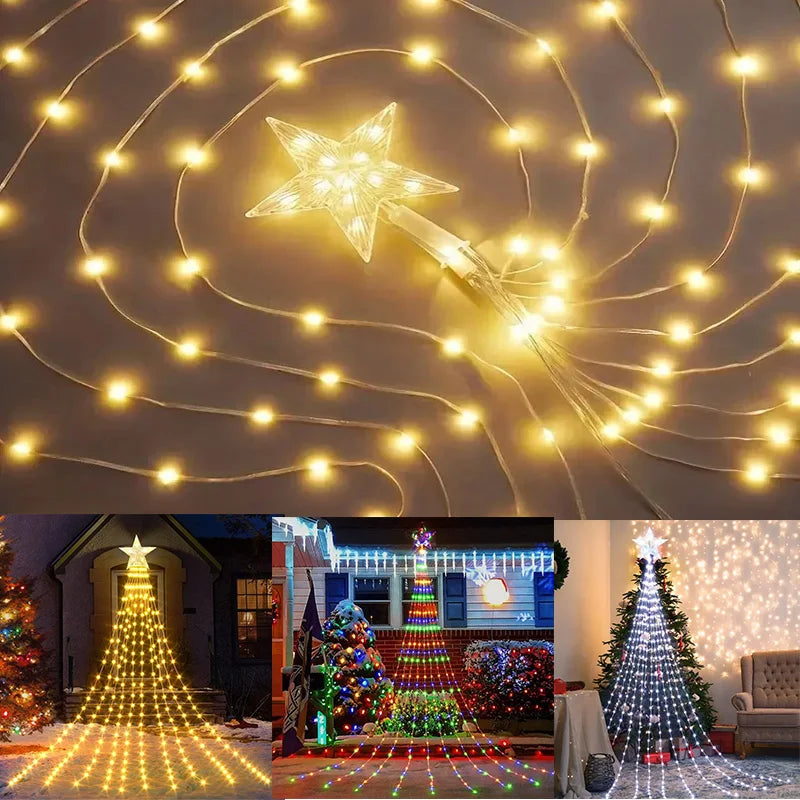 Christmas Decoration 2025 Solar Holiday Decoration Lights LED Christmas String Lights Outdoor Glowing Stars Christmas