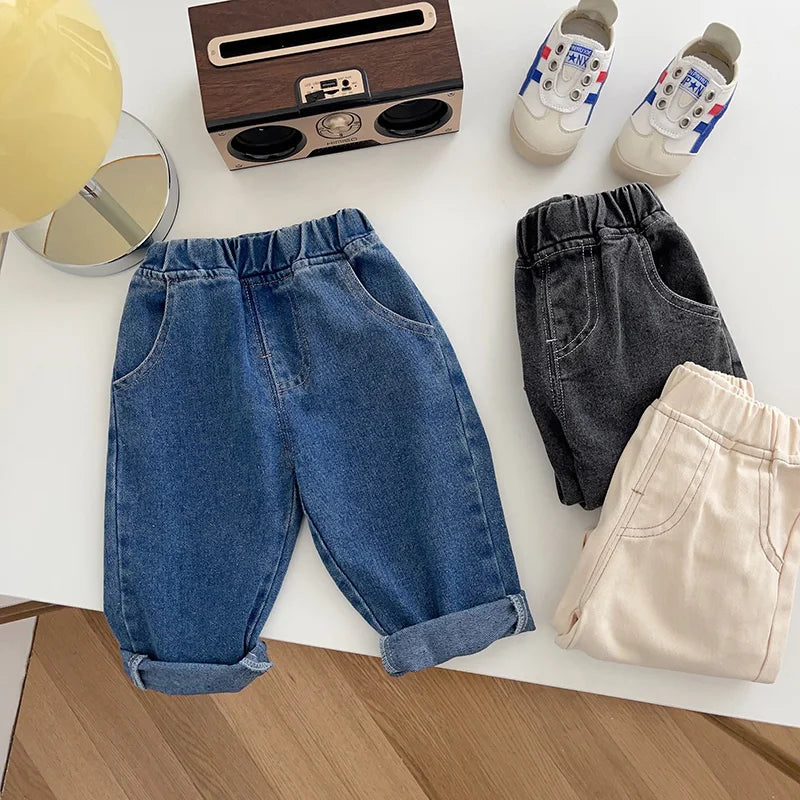 Wholesale Baby Pants Solid Kids Jeans Casual  Boys Denim Pants Soft  Girls Fashion Trousers