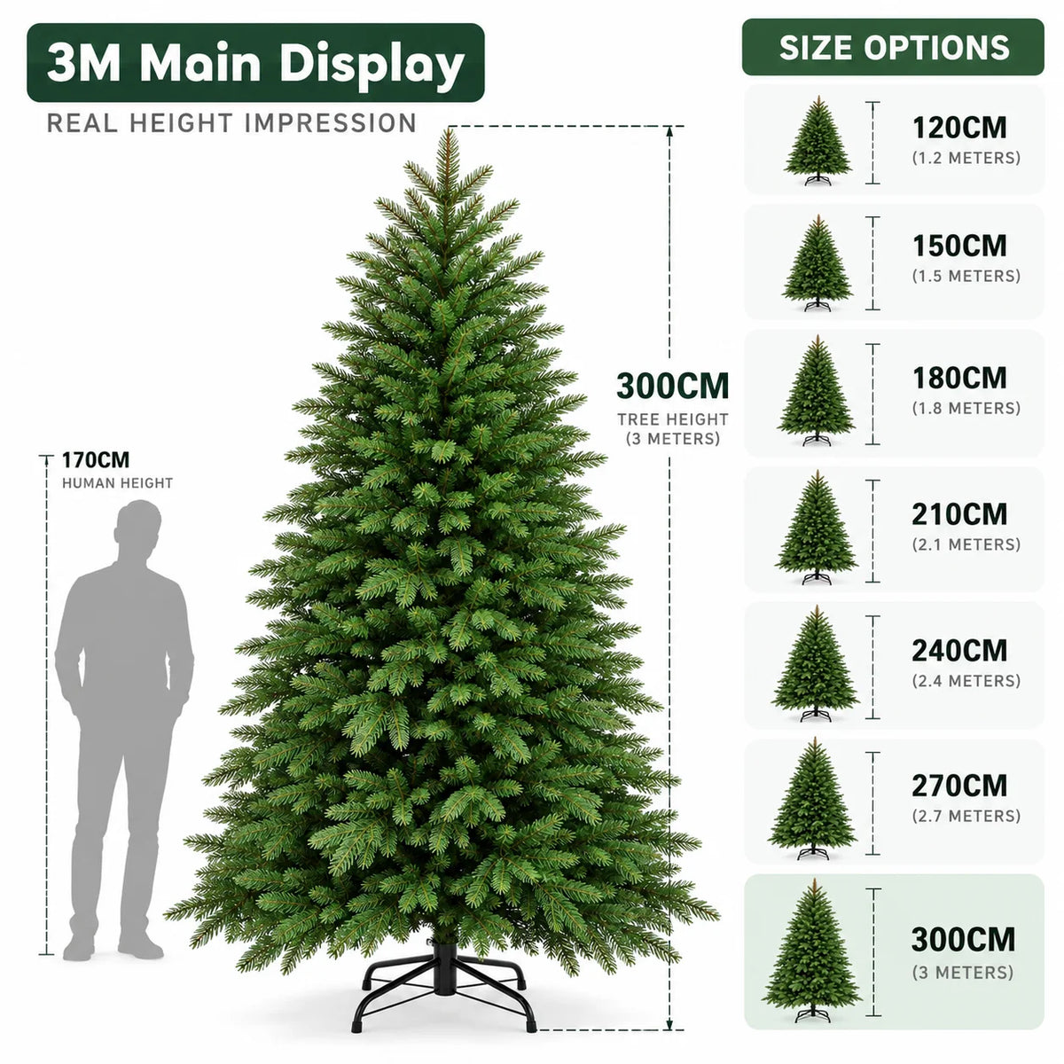 Luxuriöser künstlicher Fichten-Weihnachtsbaum (120cm - 300cm)