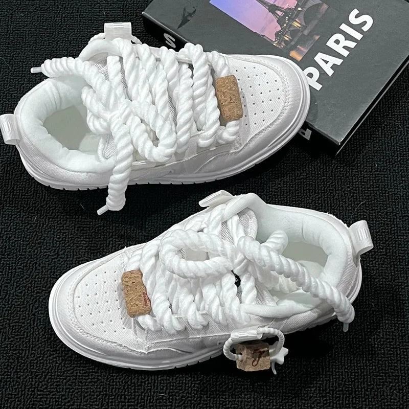 Simple White Sneakers for Petite Individuals, Large Size Shoes for Men, Breathable and Wear-Resistant, Casual and Versatile Fashion Sneakers for Couples