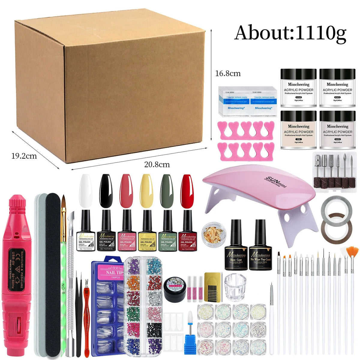 Professional 35Pcs Poly Extension Gel Nail Kit with 36W UV LED Lamp & Electric Nail Drill Machine Set Manicure Tools for Nail