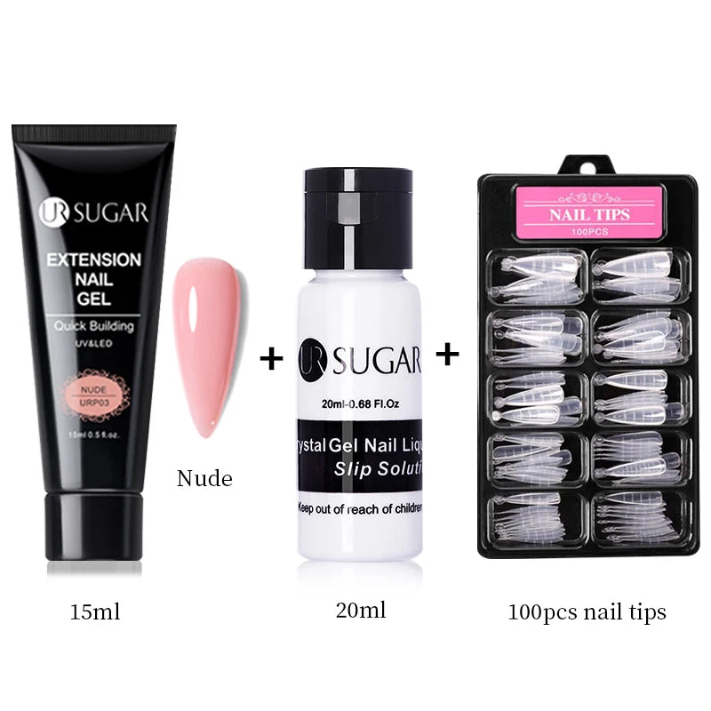 UR SUGAR 15ml Nail Extension Gel Set Acrylic Quick Building Hard Gel For Finger Prolong Form Tips Manicure Extension Tool Kits