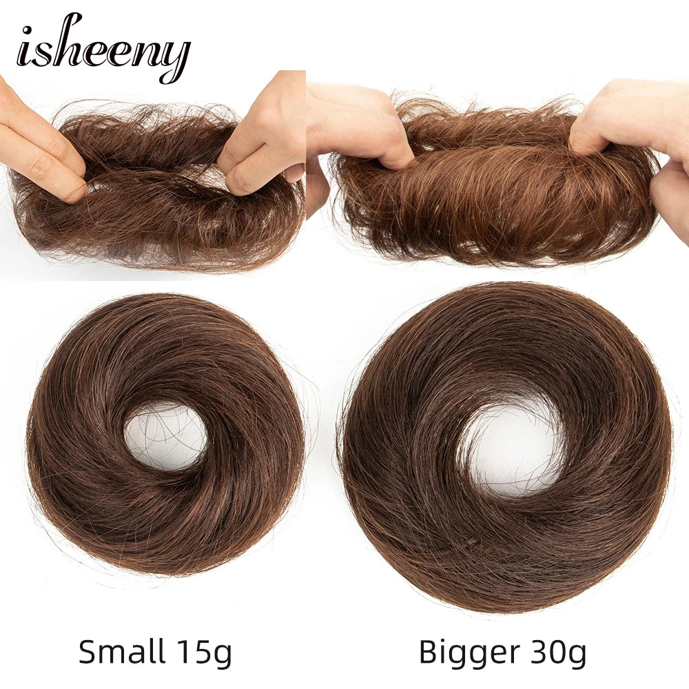 Blonde Human Hair Buns Chignon Updo Donut Wrap Ponytail Hair Extensions Remy Hairpiece Real Natural Human Hair 11 Color