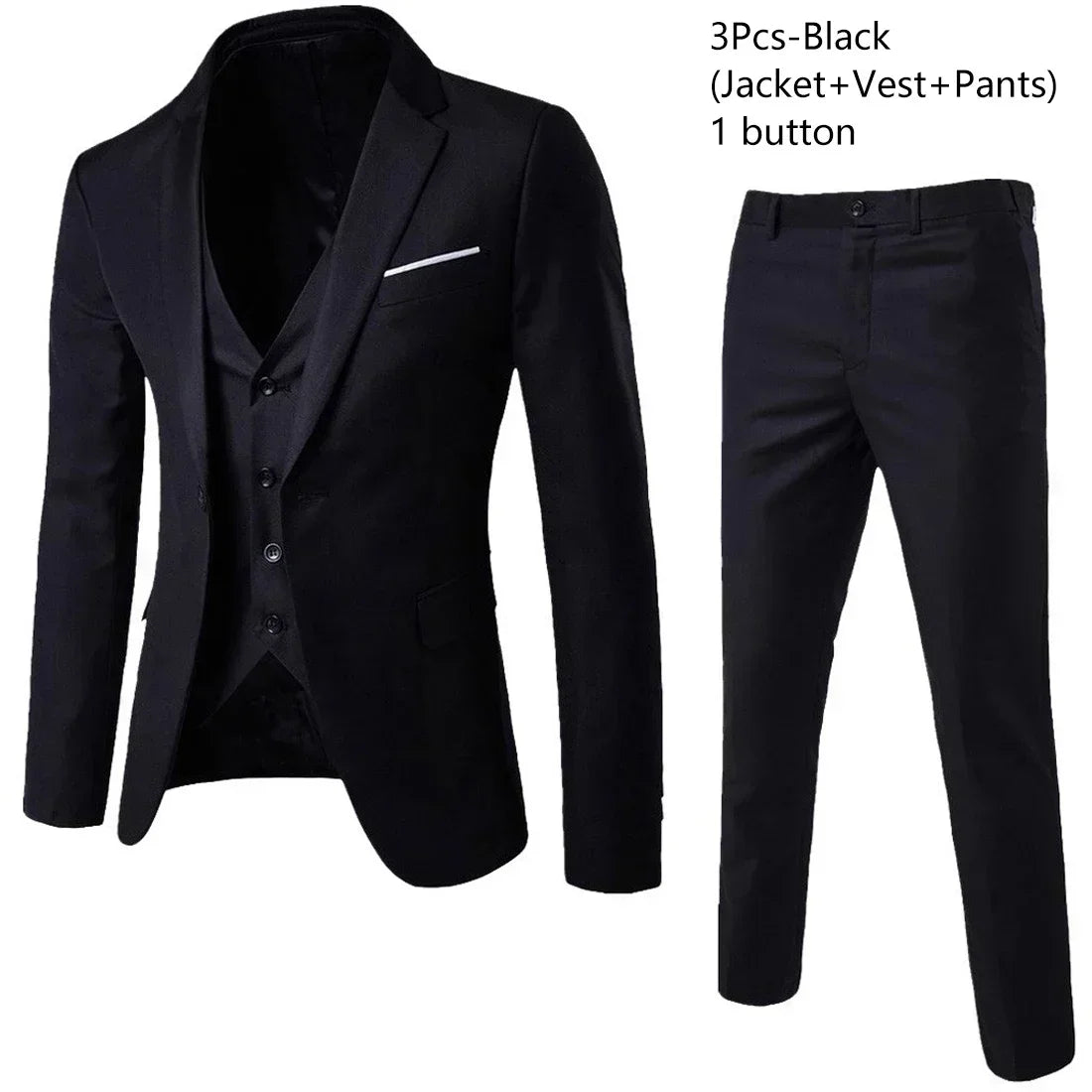 Elegant Suits For Men 3 Pieces 2 Set Fashion Classic Casual Full Jackets Vest Pants Blazers Outfit 2026 Formal Costume