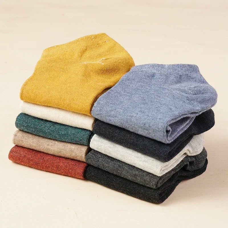 10 Pairs/Lot Men's Breathable Cotton Socks Hot Selling Low Tube Solid Color Comfortable Simple Fashion Gifts Male Ankle Sock