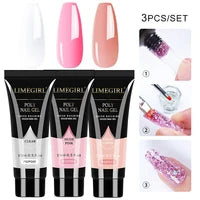 LIMEGIRL  Poly Nail Gel Set Manicure Set Gel Cuticle Pusher Finger Extend Mold Nail Kit All For Quick Extension Manicure Set