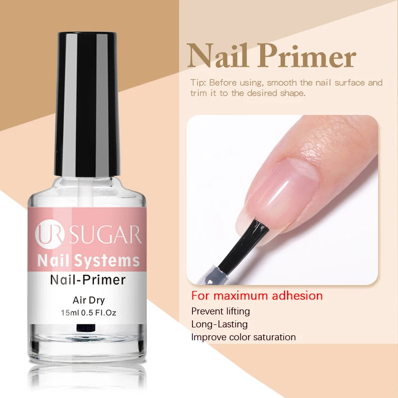 UR SUGAR 15ml 2Pcs/Set Nail-Primers Nail Prep Dehydrator Set No Need UV LED Lamp Manicures for Nail Art Gel Nail Polish Design