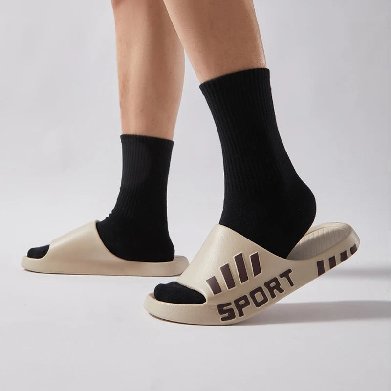 Summer Fashion Slippers For Men Indoor Outdoor Sandals Beach Flip Flop Thick Sole Male Slides Summer Non-Slip Men Shower Slipper