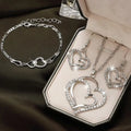 Women Love Wrapped Jewelry Set Necklace Earrings Bracelet, Fashion Accessory for Wedding Party Festival Casual Daily Outfit