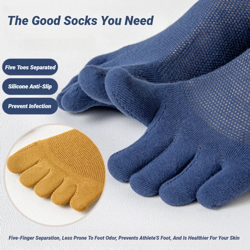 3 Pairs Lot Men's Socks Breathable Sweat Novelty Toe Fashion Casual Finger Boat Sock High Quality Sox For Male Comfortable