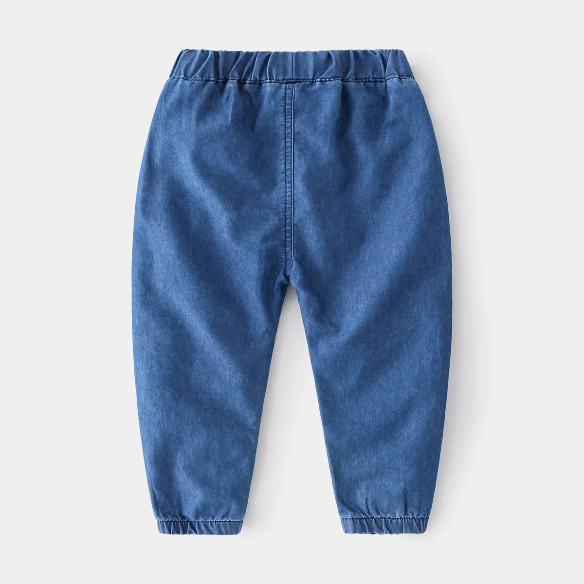 1-6Y Kids Boys Jeans Korean 2026 Spring Elastic Waist Denim Pants with Pockets Stylish Soft Autumn Casual Solid Color Trousers