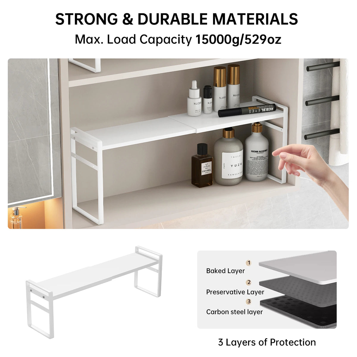 Bathroom Mirror Cabinet Storage Box, Bathroom Cabinet Partition Organizer, Cosmetics Shelf Combination, Layered Storage Solution