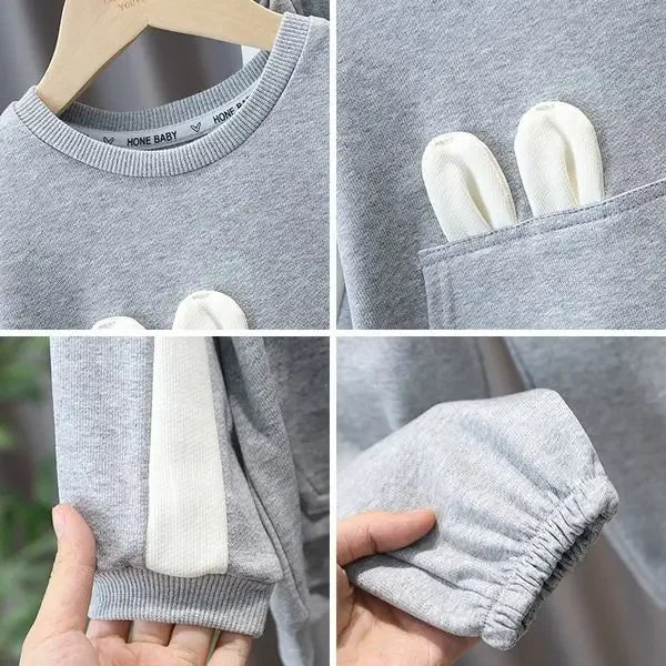 Children's Clothing Sets Bowknot Baby Girl Clothes Kids Boutique Clothes Pocket Hoodie + Pants Outfit Set for 1 To 6 Years