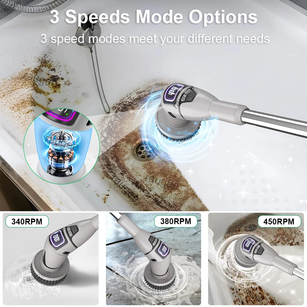 Electric Bathroom Cleaning Brush 10 in 1 Multifunctional Household Wireless Electric Spin Scrubber Cleaning for Kitchen Toilet