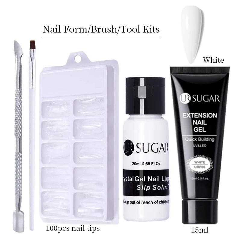 UR SUGAR 15ml Nail Extension Gel Set Acrylic Quick Building Hard Gel For Finger Prolong Form Tips Manicure Extension Tool Kits