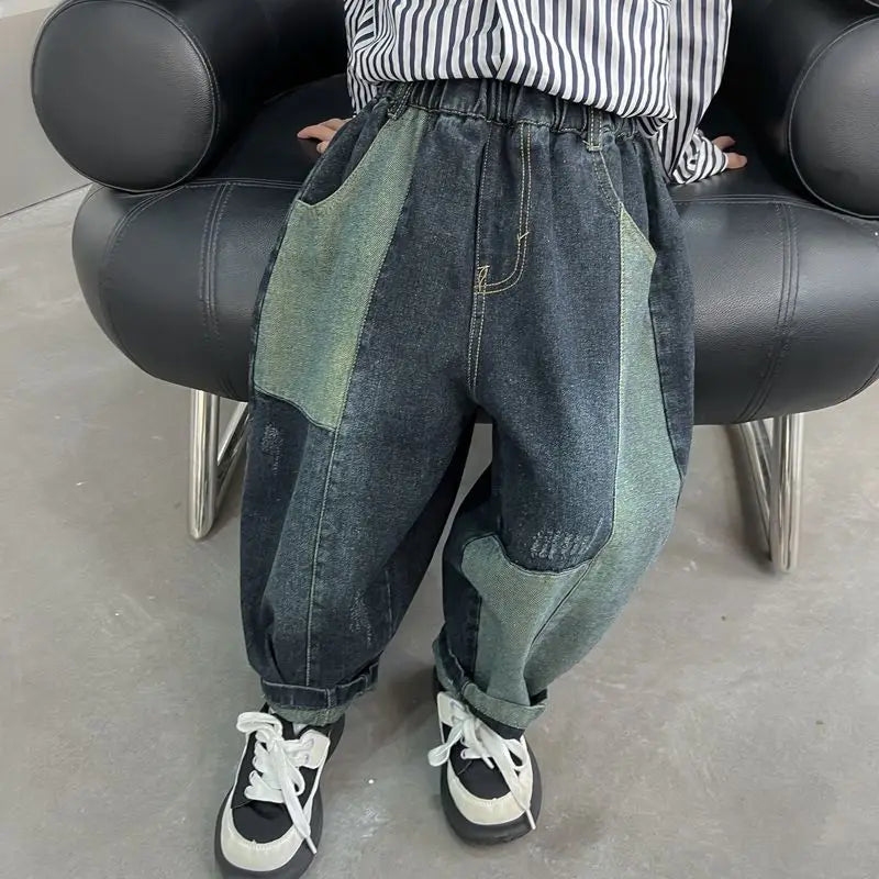Boys Cool Denim Jeans Casual Long Pants Spring Autumn New Fashion Kids Trousers