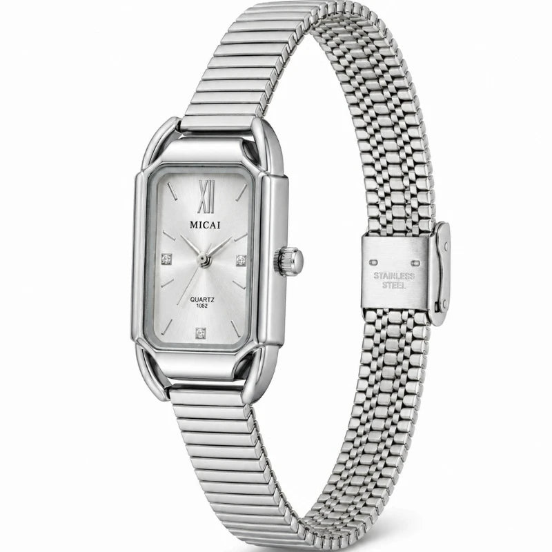 Minimalist Women's Wristwatch Luxury Diamond Dial Steel Band Quartz Wristwatches for Woman Fashion Elegant Ladies Clock Gift