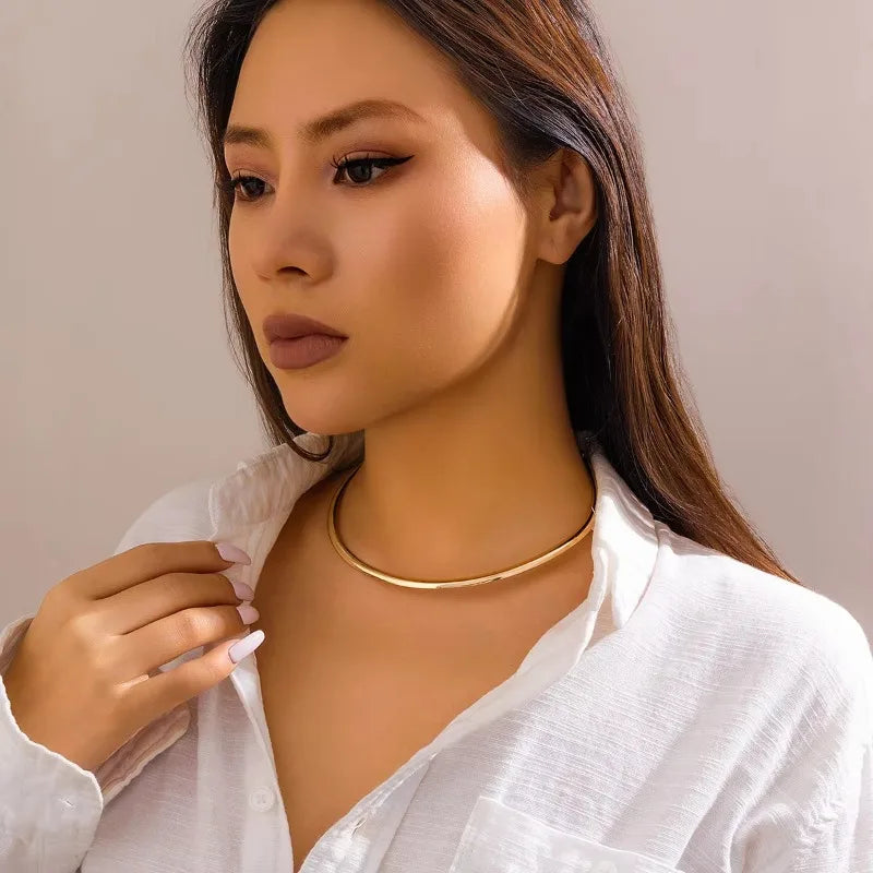 Gold And Silver Stainless Steel Necklace Collar 4mm Fashionable Jewelry Personalized Metal Collarbone Necklace Popular Accessory