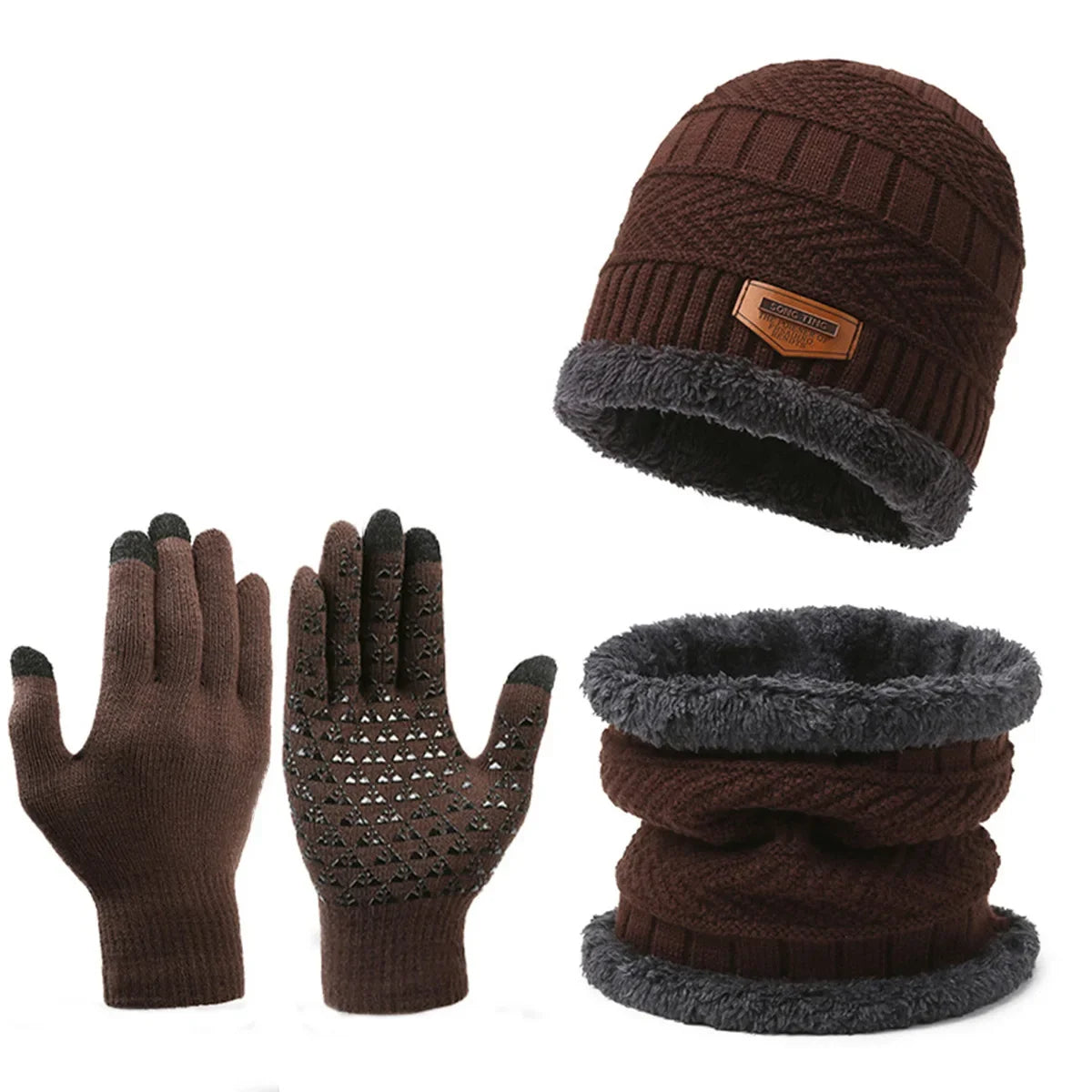 Winter Hat for Men Women Beanie Hats Scarf Glove Earmuff Set Thick Warm Slouchy Beanies Hat for Boy Girl Cap