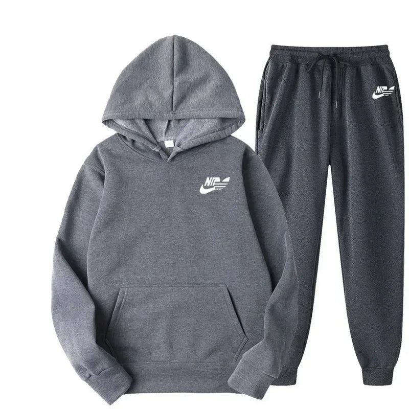 Men's Casual Two Piece Set Sweatshirts Streetwear Fashion Print Sports Suit Spring Autumn Unisex Comfortable Los Style