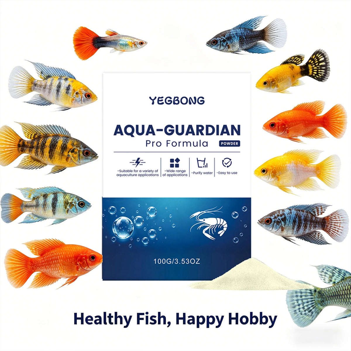 Aquarium Water Purifier Powder Remove Impurities Purify Water Improve Water Quality Safe Easy to Use Fish Tank Water Conditioner