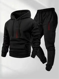 Men's Paris Trendy Cool Personalized Printed Hoodie & Sweatpants Set Sporty Casual Two-Piece Daily Wear Comfortable Street Style