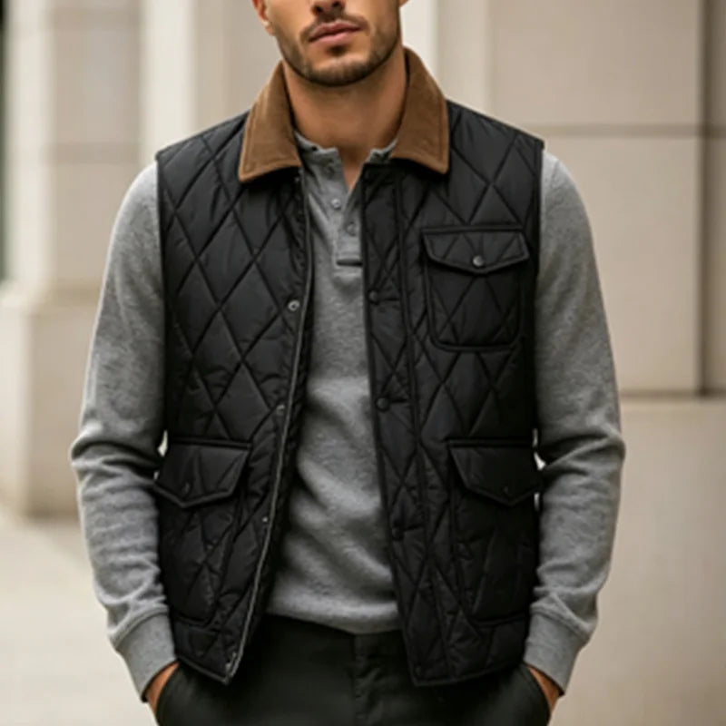 Winter Men' Sleeveless Vest Jackets Fashion Male Cotton-Padded Vest Coats Men Stand Collar Warm Waistcoats Men Clothing