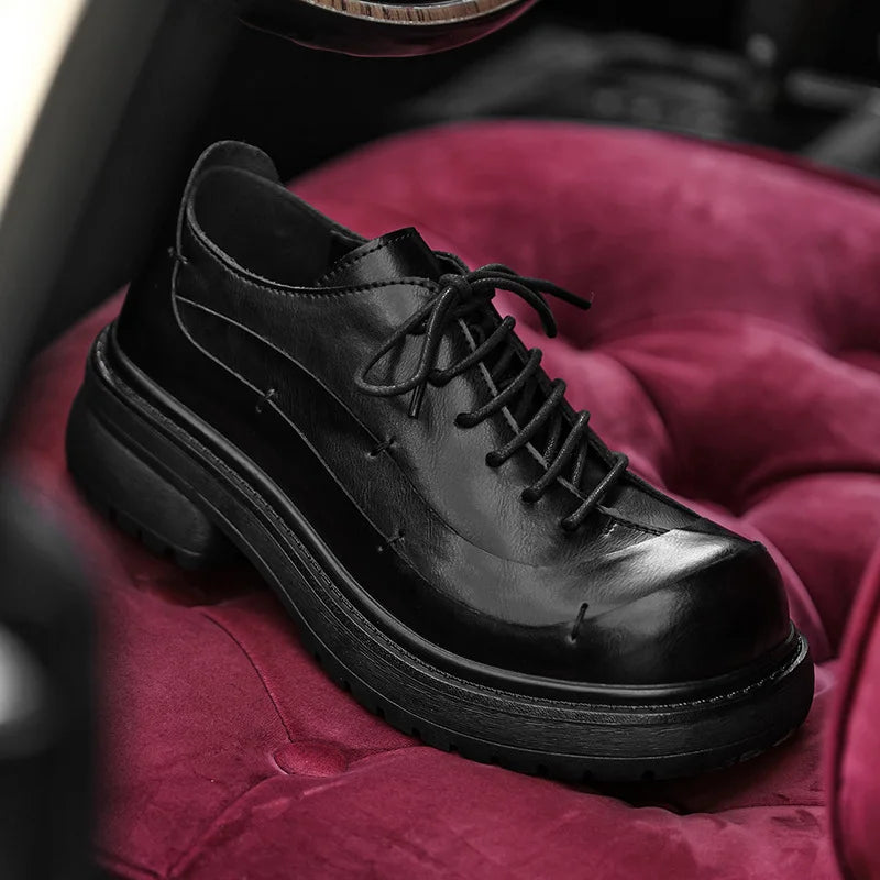 2026 Fashion Oxfords Shoes Mens Business Shoes Thick Sole 2.5cm Brand Party Male Footwear Brown Black Plus Size 45 D737