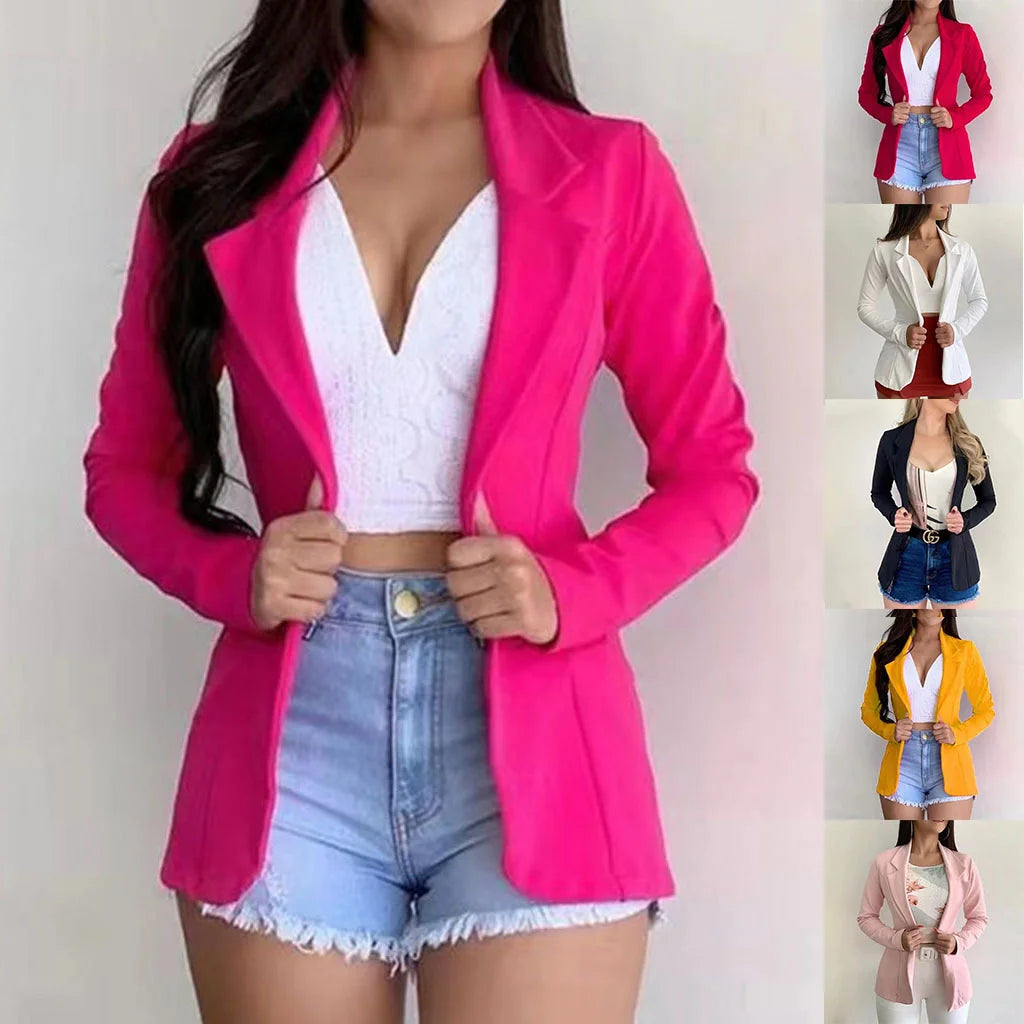 Damenblazer 2024, formeller Blazer für Damen, Büro-Outfit mit Taschen, locker geschnittene Jacke, Mantel, Damenbekleidung