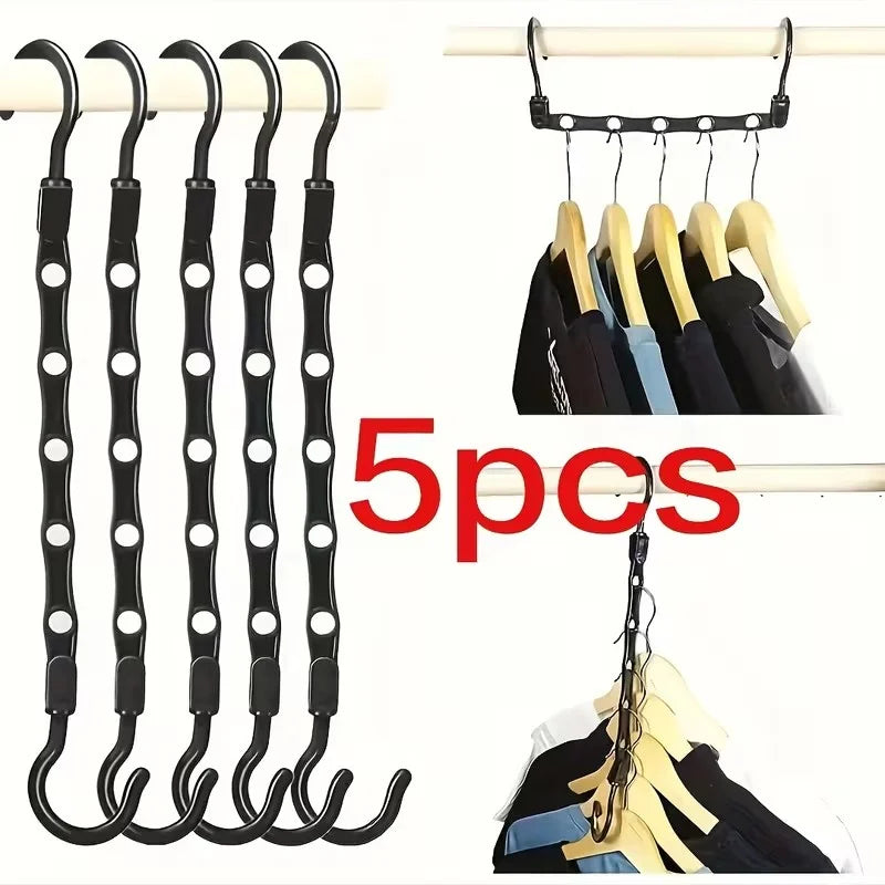 Creative Five-Hole Magic Hangers,Magic Space Saving Hangers,Suitable for Large Clothes,Dorm Room  Wardrobe Clothes Organizer