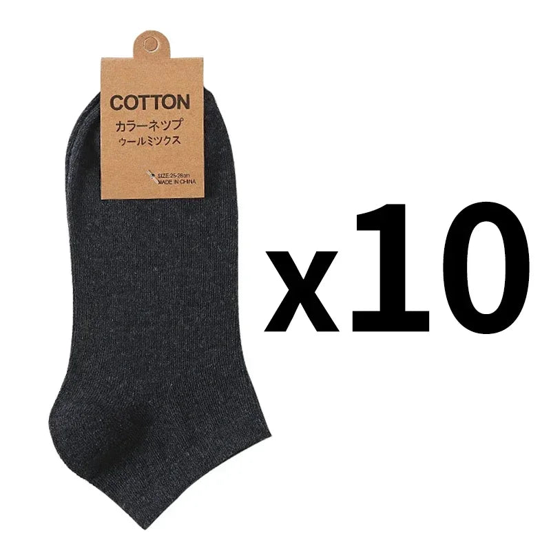 10 Pairs/Lot Men's Breathable Cotton Socks Hot Selling Low Tube Solid Color Comfortable Simple Fashion Gifts Male Ankle Sock