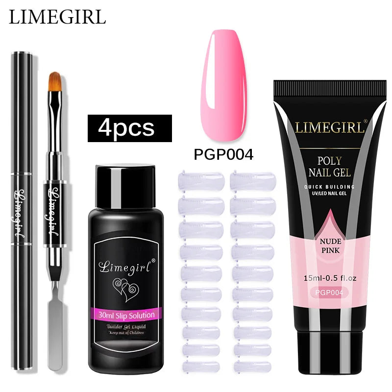 LIMEGIRL  Poly Nail Gel Set Manicure Set Gel Cuticle Pusher Finger Extend Mold Nail Kit All For Quick Extension Manicure Set